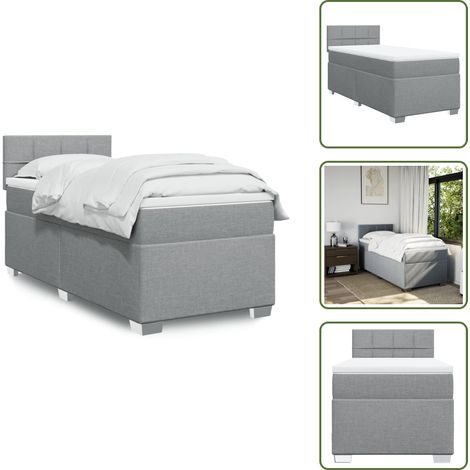 Boxspringbett mit Matratze Hellgrau 100x200 cm Stoff - Boxspringbett - Doppelbett - Bettsofa - Schlafsystem - Polsterbett (1/5)