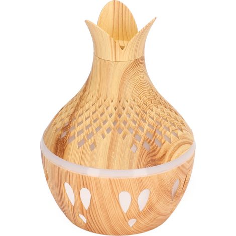 Humidificateur d'aromathérapie 300 ml, alimenté par USB, imitation bois, avec lumière LED colorée pour la chambre à coucher (1/5)