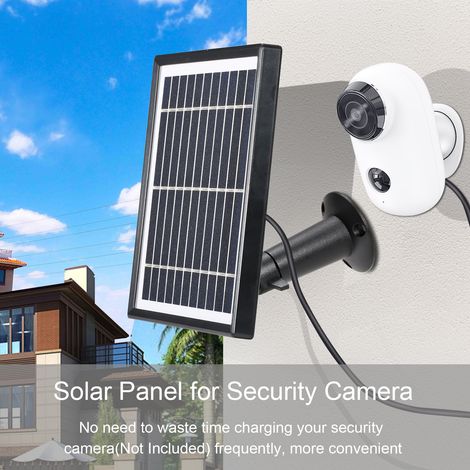 Panneau Solaire 5.5V 4W Silicium Monocristallin Noir pour Caméra de Surveillance Chargeur Solaire Micro USB Câble 3m (10ft) Étanche Orientable 360° Extérieur Montage Mural DIY (1/3)