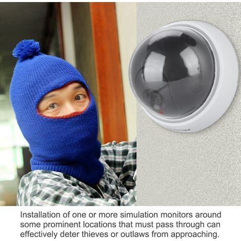 Caméra de surveillance factice extérieure avec effet lumineux rouge clignotant (1/5)