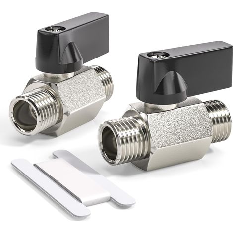 2pcs 1/4" BSP Male x Male Nickel Plated Brass Mini Ball Valve (1/5)
