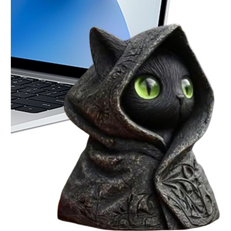 Figurines Chat Noir Gothique Halloween Figurines Animalières Mini de Chat à Capuche Pour Salon, Chambre, Cuisine, Bibliothèque, Table, Bureau, Cheminée, Bureau, (1/5)