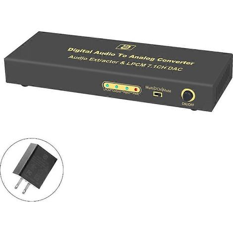 Convertisseur numérique-analogique HD370 DAC optique SPDIF RAC - Compatible HDMI - Prise audio américaine (1/4)