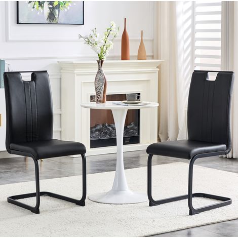 MEUBLIV Lot de 2 chaises noires en PU – dossier ergonomique et nettoyage facile (1/5)
