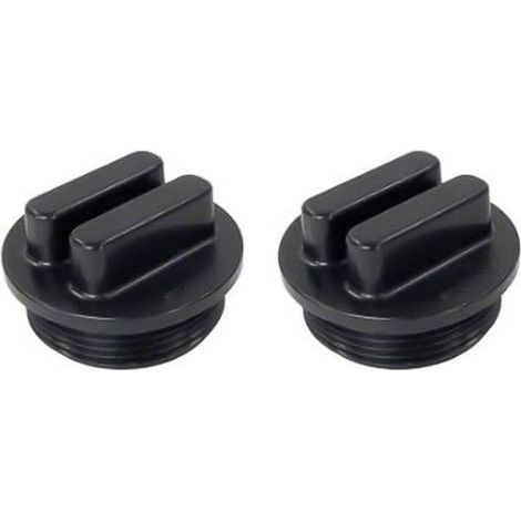 Bouchon de vidange fileté noir 1-1/2" pour filtre de piscine / Bouchon d'hivernage avec joint torique — Compatible avec les orifices de vidange des filtres Pentair, Hayward et Sta-Rite (Lot de 2)