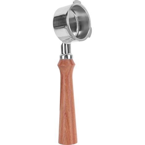 Portafilter 51mm sans fond en acier inoxydable avec 3 supports et manche bois pour machine à café (1/5)