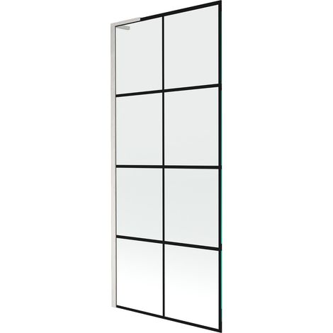 Mexen Next L paratia per vasca da bagno a 1 anta 80 x 150 cm, griglia nera, nichel spazzolato - 895-080-000-03-77-97 (1/5)