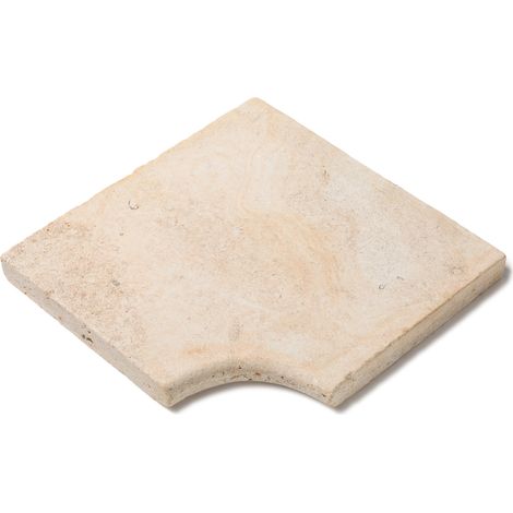 Margelle angle rentrant Pierre de Bourgogne Beaunotte Beige 42,5x42,5x3,8 cm Bord 1/2 Rond (à l'unité) - RO'MA NATURE