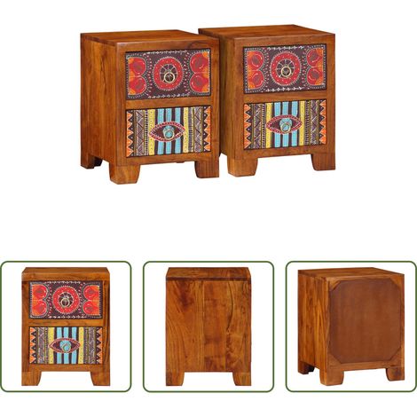 vidaXL Akazienholz Nachttisch -  Nachttisch 2 Stk. 35x35x45 cm Massivholz Akazie (1/5)