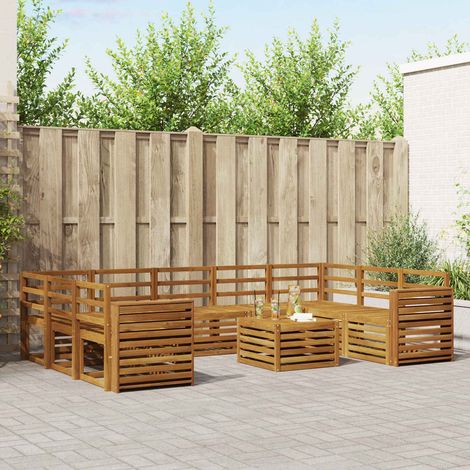 vidaXL Outdoor-Sofagarnitur 10 Stk. Natur (1/5)