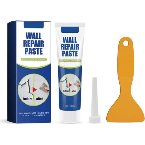 Enduit de réparation murale 100g – Blanc – Rebouchage facile des fissures, trous et rayures – Application au couteau rapide (1/5)