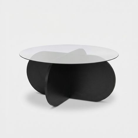 Runder Couchtisch aus getöntem Sicherheitsglas Aeris - Schwarz (1/5)