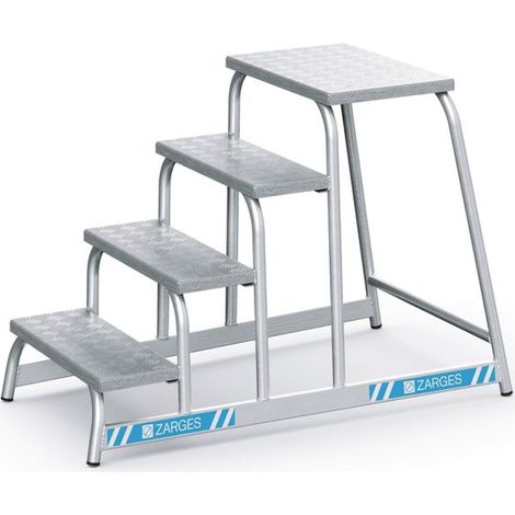 Arbeitspodest Aluminium Stufen 4 eins.begehbar H.800mm Riffelblech ZARGES (1/3)