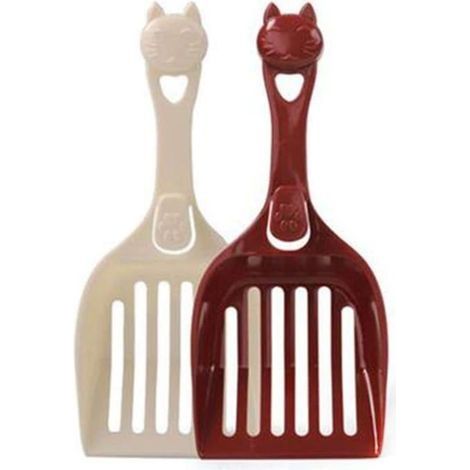 Pièces Pelle à litière pour Chat en Plastique Type tête de Chat Pelle à Chat Rouge et Blanc Pelle litiere Chat de (1/5)