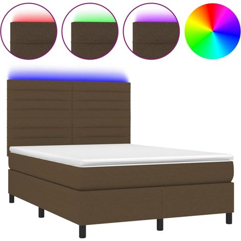 Maison Exclusive - Cama box spring colchón luces LED tela marrón
