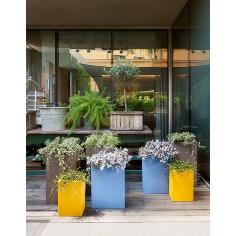 Base Pot Bianco - 30 / 20 h 40 cm Vaso decorativo in polietilene originale Slide colorato giardino di design esterno interno bar ristorante hotel