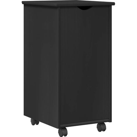 Gabinete rodante Negro 34 x 39 x 65,5 cm Madera de Pino Macizo vidaXL