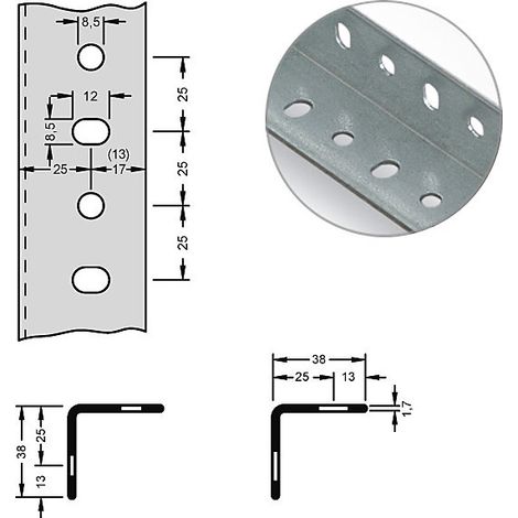 hofe, Cornière d'acier pour système modulaire, 38 x 38 x 1,7 mm