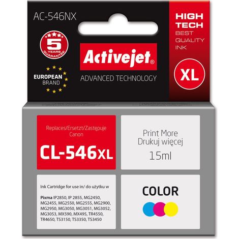 Inchiostro Activejet per Canon CL-546XL, nuovo modello AC-546NX a colori