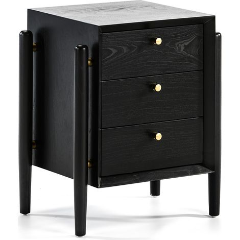 Nachttisch 50X40X61 Mindiholz ​​Schwarz (1/4)