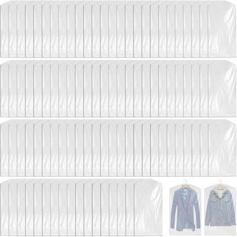 100er-Pack Kleidersäcke – Transparenter Kunststoff – Staubdicht – Für Anzüge, Kleider, Jacken, Hemden – 60 x 100 cm (1/5)