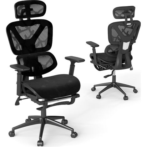 COSTWAY Mesh Office Chair Adjustable Swivel Executive Computer Desk Chair-Black (1/5)