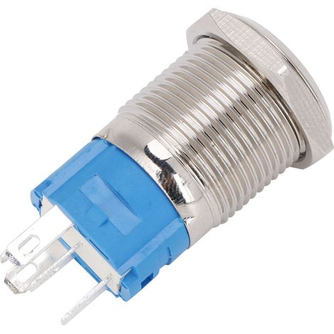 2 boutons-poussoirs momentanés réinitialisables plats ronds 16 mm 5 broches à LED jaune chiffre 1 220V AC acier inoxydable (1/5)