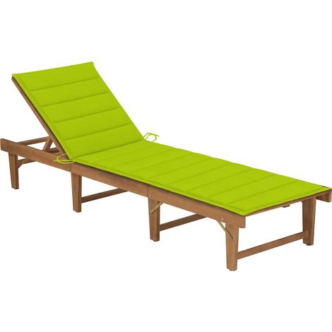 Bain de soleil pliable Chaise de jardin - Transat de jardin avec coussin Bois d'acacia solide BV681039 - BonneVie (1/5)