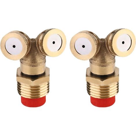 2pcs 2 Hole Brass Spray Nozzle, Garden Sprinkler Misting Nozzle Water Hose Connector Fitting, for Lawn, Gardening Irrigation, Agricultural Irrigation (1/5)