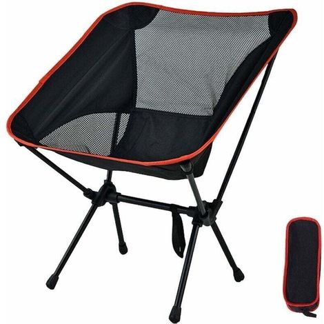 Chaise pliante portable d'extérieur Tabouret de camping pliant Chaises compactes à siège portable avec sac de transport pour randonnée en plein air,réveil,voyage,noir (1/4)