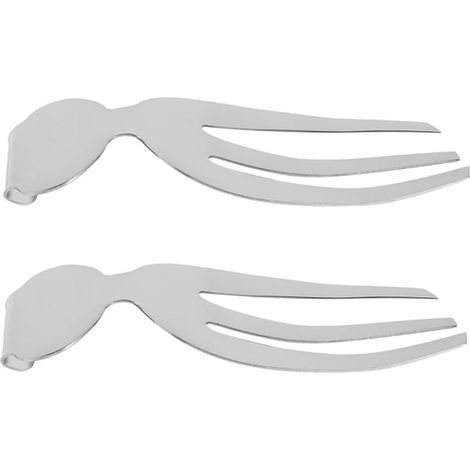 Serveurs à Salade Portables en Acier Inoxydable, Lot de 2, Fourchettes Légères et Antidérapantes pour Camping et Activités Extérieures (1/5)