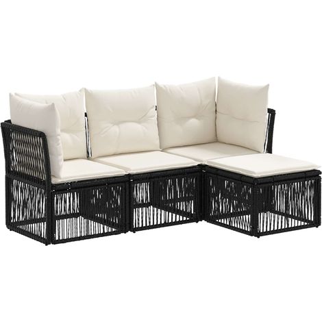 Gartensofa-set 4 pcs Schwarz Poly-Rattan vidaXL