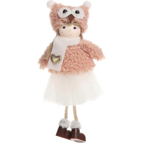pendentif adorable en peluche de Noël, décoration amusante à suspendre au sapin.-19x8cm-Pink (1/3)