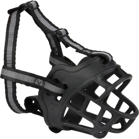 Muselière Souple en Silicone pour Chiens, Muselière Anti-Aboiements et Anti-Morsures avec Maille Respirante et Bandeau en Nylon Résistant pour Chiens de Petite, Moyenne et Grande Taille (7,5-15 kg) (1/5)