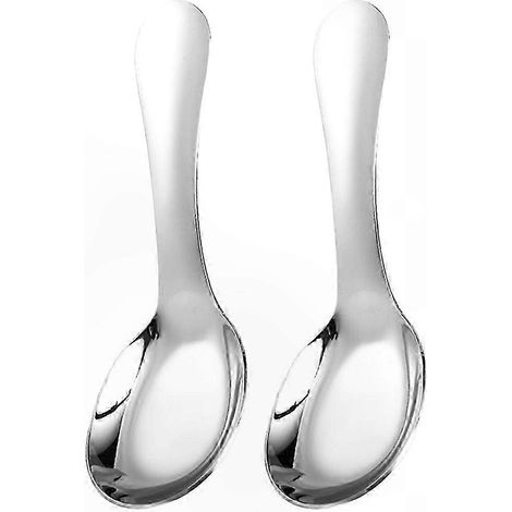 Cuillères en inox pour enfants, lot de 2, adaptées aux repas, desserts et riz, acier inoxydable résistant, design ergonomique. (1/5)