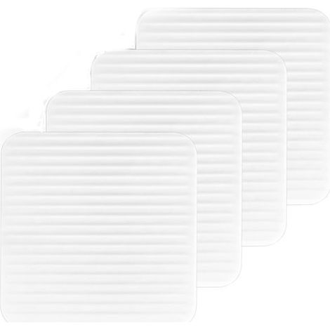 Nastro antiscivolo per tappeti - Confezione da 4 - Tappetino antiscivolo - Adatto per sotto tappeti e zerbini - Nastro anti-arricciamento - 10x10 cm - Bianco (1/5)