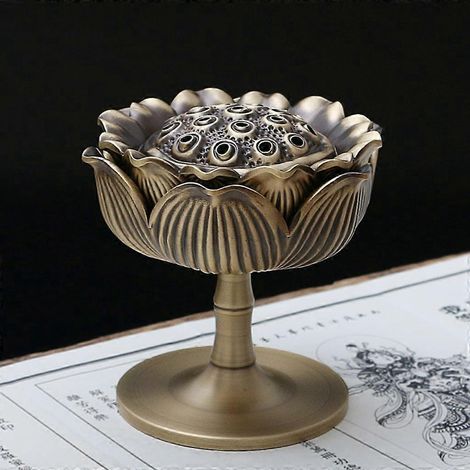 Porte-encens en cuivre, brûleur, bol à encens, plateau, décoration intérieure pour la méditation (1/4)