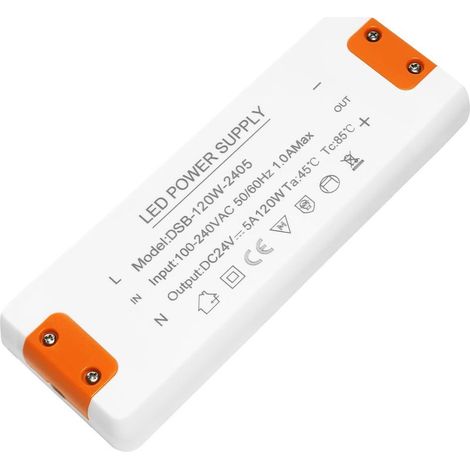 Transformateur 220V 24V LED 120W,alimentation 24v 120w 5A,led driver 24 v,convertisseur 220v 24v,Convertisseur De Tension AC à DC Adaptateur Transfo (1/5)
