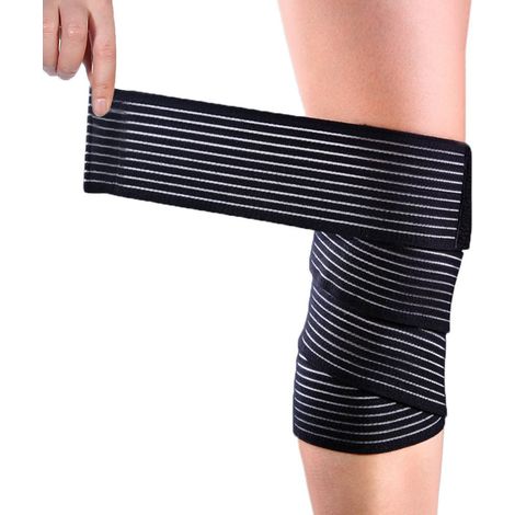 Bandage de soutien de compression pour genouillère et mollet à haute élasticité noir (1/4)
