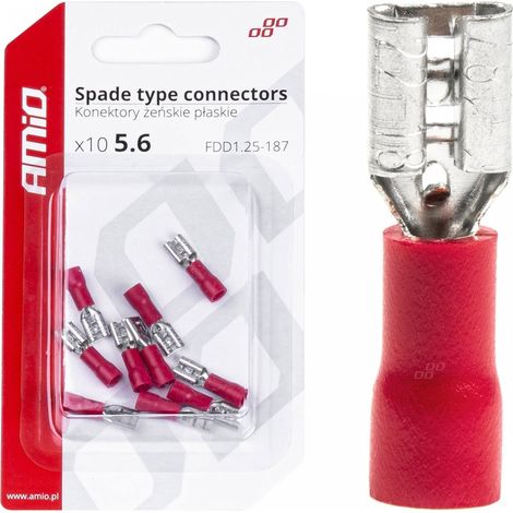 Conectores planos hembra aislados de 5,6 mm² (0,5-1,5 mm²) y 10 A (10 unidades) amio-03061 (1/4)