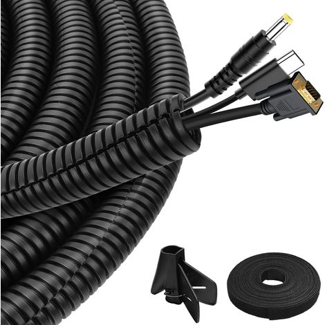 1 Gaine câble électrique, Flexible PVC fendu 19mm, Protection fil bureau jardin (1/5)