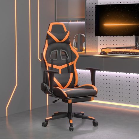 Chaise de jeu avec repose-pied Noir et orange Similicuir (1/5)