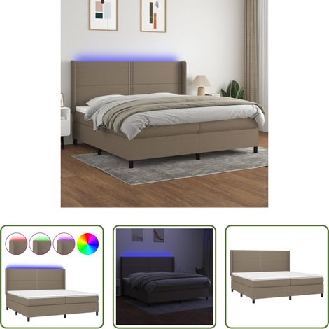 Matelas ensaché - Sommier à lattes de lit matelas LED Taupe 200x200 cm Tissu (1/5)
