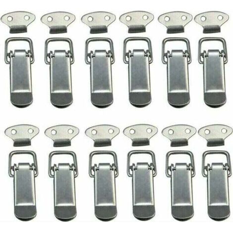 Knebelverschluss 12 Stück, Hebelverschluss, Federriegel, Kippriegel, Federverschluss mit Haken, Federverschluss aus Edelstahl für Koffer, Kiste, Schublade, Schrank (1/5)