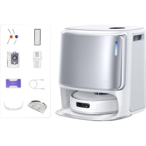 Robot Aspirateur Laveur, Nettoyage Adaptatif IA  18 000 Pa, Serpillière Angle Extensible, Anti-enchevêtrement Auto-nettoyage 75℃, Auto-vidange 120 Jours, Station Tout-en-Un (1/5)