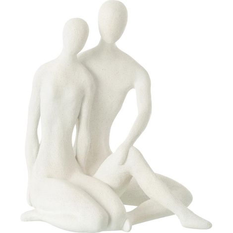Statuette Couple Assis "Moderne" 35cm Blanc (1/5)
