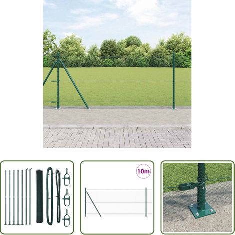 vidaXL Sécurité extérieure - Poteau de clôture. Vert 10 x 0,8 m (maillage 13 mm) (1/5)