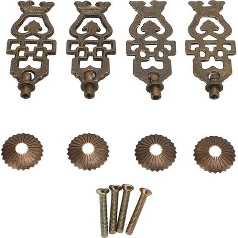 4set Antique Cabinet Handles Brass Material Hollow Flower Basket Shape Single Hole Vintage Style DIY Drawer Pulls (1/5)