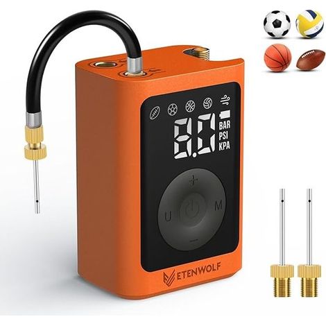 Ballpumpe – Wiederaufladbare elektrische Pumpe mit 3200 mAh – Aufblas- und Ablassfunktion – Präziser Drucksensor ±0,3 PSI – Für Basketbälle, Fußbälle und Fußballbälle – 1 Stück (1/5)
