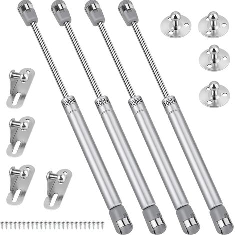Lot de 4 Vérin à Gaz, 100N / 10kg Verin Meuble Ressort Amortisseurs à Gaz avec Vis, Verin Hydraulique Levage de Porte Armoire Cuisine Placard Penderie à Chambre, Charniè (1/5)